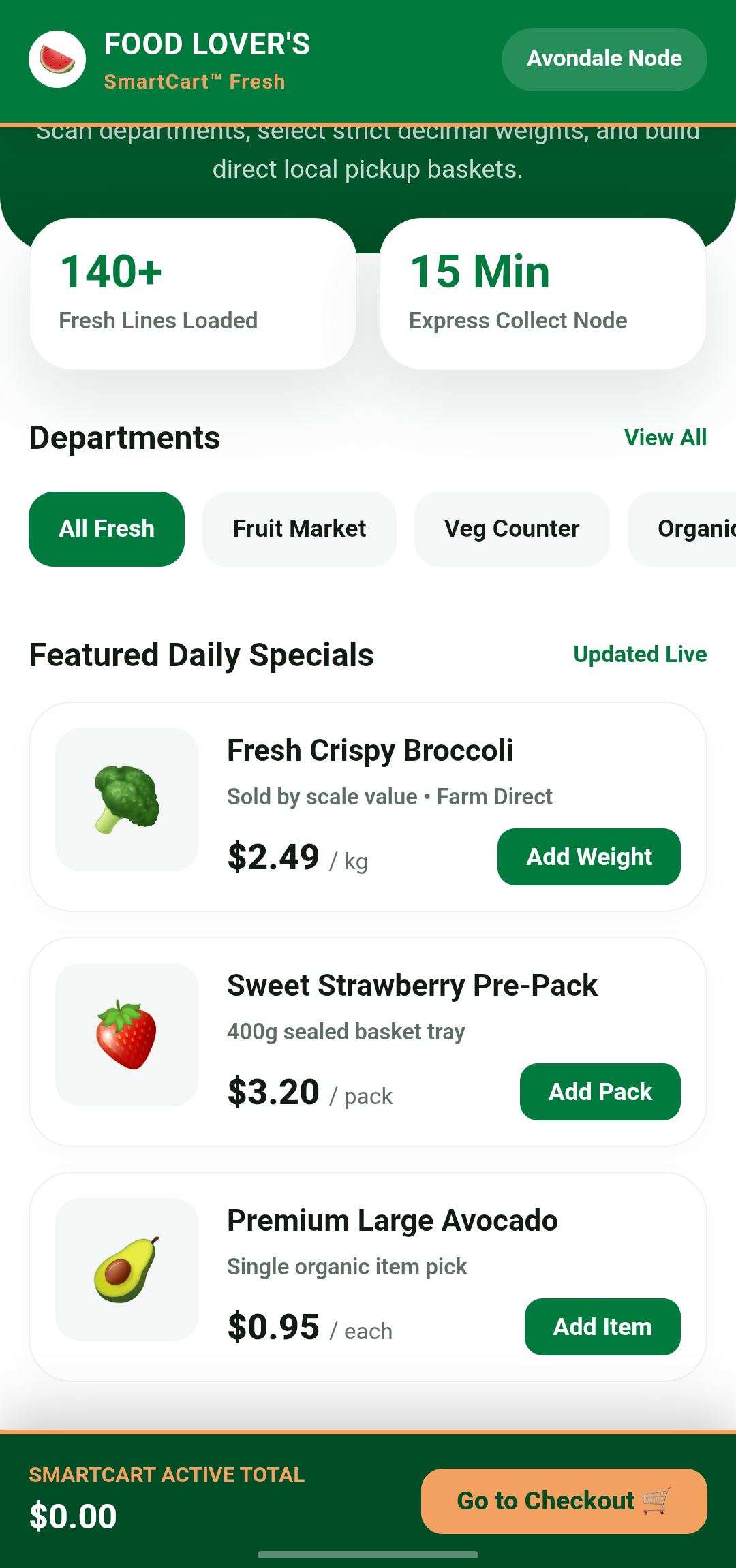 Food Lovers Market SmartCart Fresh Catalog View
